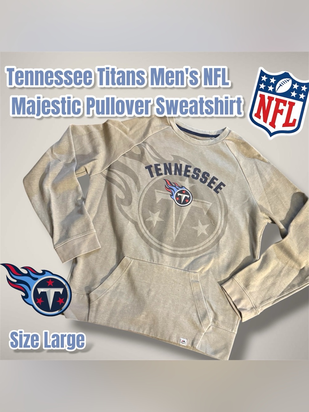 Tennessee Titans Men's NFL Majestic Pullover Sweatshirt, Size Large (Gray)